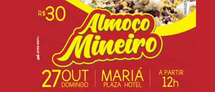27/10/2019 - Participe do nosso Almoço Mineiro